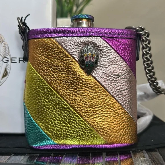 Kurt Geiger Kensington Metallic Leather Flask - Picture 5 of 13
